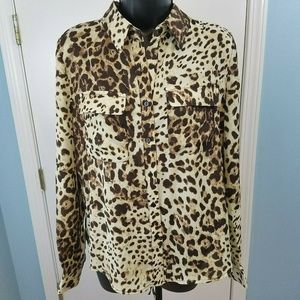 Le Lis Leopard Print Blouse Size M